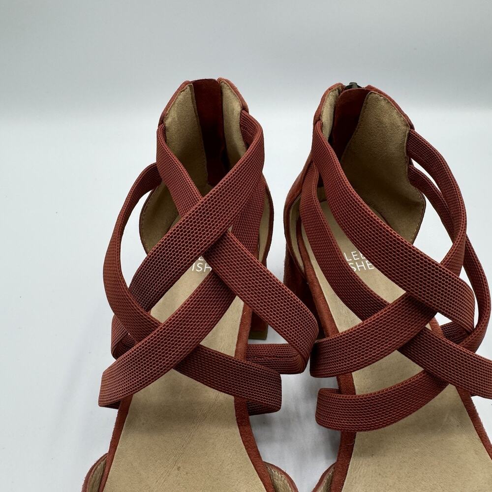 Eileen Fisher Cayenne Juku Suede Low Strappy Block Heel Pumps Women 8 Classic - Picture 6 of 8